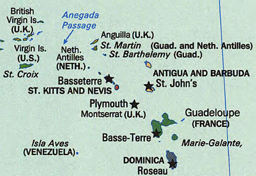 Eastern Caribbean Island Map