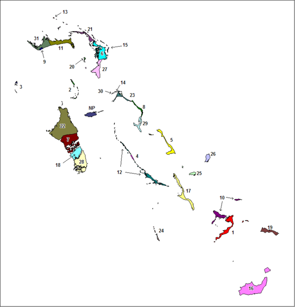 Maps of the Bahamas: Regions
