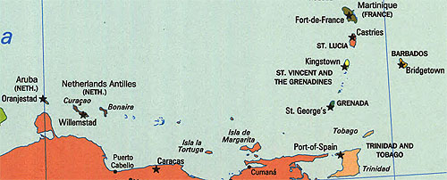 Southern Caribbean Island Map