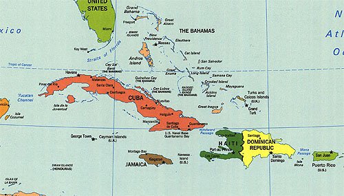 Western Caribbean Island Map